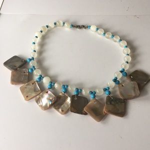 Vintage marble and pearl necklace necklace 14”